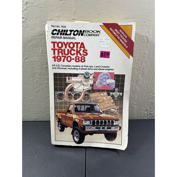 Chiltons 1970-88 TOYOTA TRUCKS-PICKUPS, LAND CRUISERS & 4RUNNER REPAIR & TUNE-UP - Picture 1 of 11